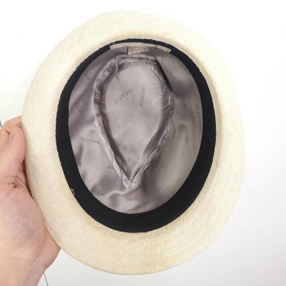 Stetson Hat Mens Linen Blend Small Medium Fedora Beachy All American Derby 60s - Picture 9 of 11